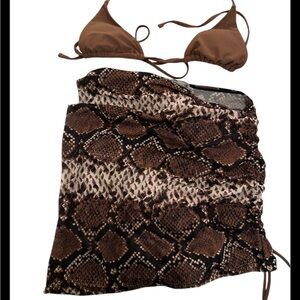 Brown Snake Print Reptile swimsuit cover up 2pc